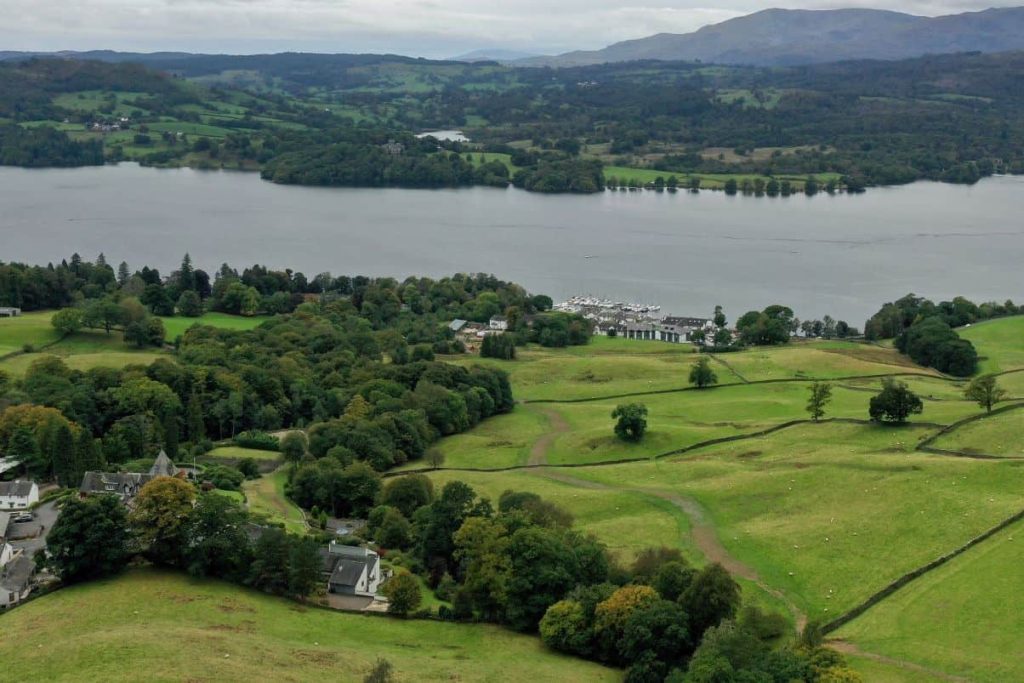 Aerial shot of Low Wood Bay, Windermere