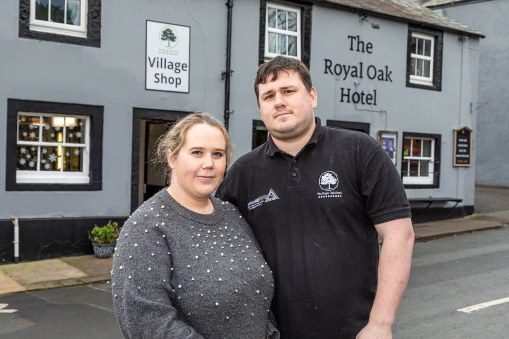 Rebecca and Joseph Richards, outside the Royal Oak in Beckermet