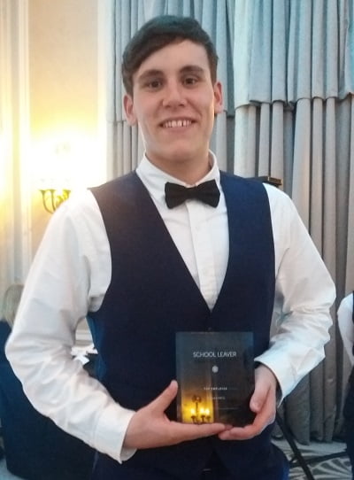 Sam Coulson from GSK Ulverston with his national School Leaver Award