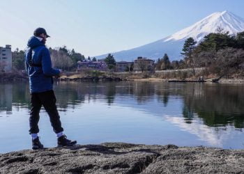 Angler uses a Rigged and Ready travel rod.