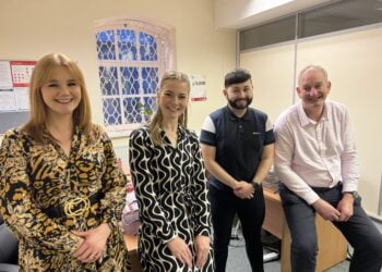 Samantha Down, Emily Adair, Matthew McVeigh and director Jonathan Lee at 32West’s new office in Cleator Moor.