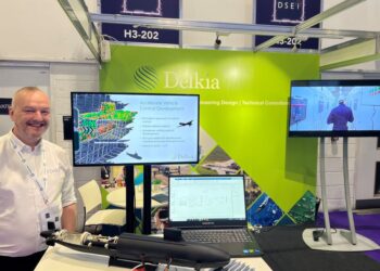 Delkia's Bumblebee Project at DSEI, the UK's largest defence exhibition, with R&D manager Pete Hudson