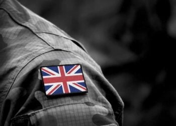 Union Jack patch on military uniform
