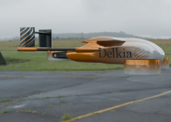 Delkia drone flying over airfield