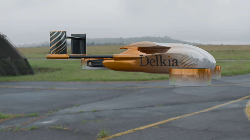 Delkia drone flying over airfield