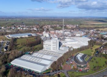 Aerial view of industrial and rural area