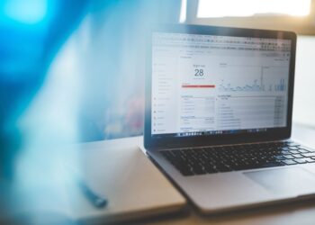 Laptop displaying Google Analytics data