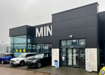 Exterior of MINI car dealership in UK