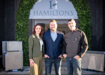 Amanda Ingram, Paul Moran and outgoing owner Alan Hamilton