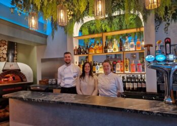 Head chef Matthew Nelson, owner Jane Beesley and head chef Sofia Giovannini