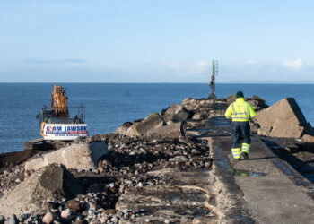 Repair work underway at Workington port. Pic Stobbarts