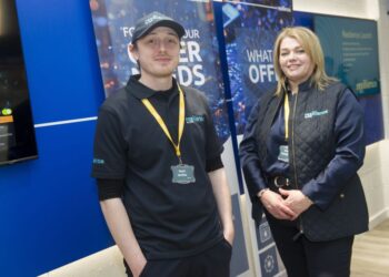 Ryan Moffat and Helen Templeton at the Resilience launch at Carlisle United Football Club