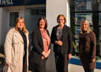 Fallan Carr (Graduate Quantity Surveyor), Suzie Barron (General Practice Chartered Surveyor), Clare Browne (Property Administrator) and Caroline Hayton (Property Agent)