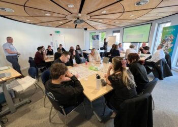 Cumbria Robotics Cluster members taking part in a strategy session at The Beacon, Whitehaven,