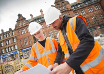 Trainee engineer Alex Nicholson with senior engineer Grant Braddock