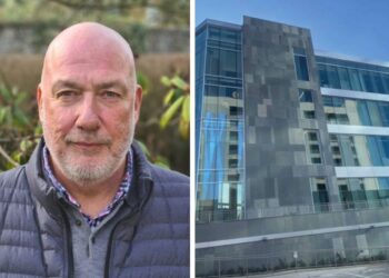 Allen Gibb, chief executive of Burlington Stone and Cumbrian slate used as walling and flooring in the construction of the new State Bank of
Texas, just one of Burlington’s prestigious projects in the USA