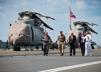 27th July 25 - Secretary of State for Defence, The Rt Hon John Healey MP, Deputy Prime Minister for Australia and Minister for Defence, Richard Marles MP, and Australian Foreign Minister, Senator Penny Wong, visit Royal Navy aircraft carrier and fleet flagship, HMS Prince of Wales in Darwin, Australia, her latest stop of the UK Carrier Strike Groups deployment to the Indo-Pacific.The Ship's visit to Darwin marks the first time a Queen Elizabeth-class aircraft carrier has visited Australia, and the first Royal Navy aircraft carrier since 1997.The ship is currently leading the UK Carrier Strike Group (UKCSG) in Exercise Talisman Sabre, an Australia-led multinational exercise to enhance cooperation and relationships between partner nations, and to demonstrate commitment to the collective security of the Indo-Pacific and maintenance of the Rules-based International System. 19 nations are taking part in 2025, the eleventh iteration and largest ever, which is focussed on multi-domain warfighting and will see ships, aircraft and over 30,000 personnel exercising across Australia and in Papua New Guinea.UKCSG is part way through Operation Highmast, the Royal Navy's key deployment of 2025. Led by HMS Prince of Wales, and involving a dozen nations, the eight-month mission will take the task group to the western Pacific Rim via the Mediterranean and Middle East with a series of large-scale exercises with Britain's allies and partners.The goal is to reaffirm the UKs commitment to the security of the Mediterranean and Indo-Pacific region, demonstrate collective resolve with our allies and showcase British trade and industry. Over the course of the deployment, upwards of 4,500 British military personnel will be involved, including 2,500 Royal Navy sailors and Royal Marines, alongside 900 soldiers and 600 RAF.