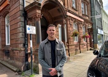 Lloyd Mossop outside the former NatWest branch in Whitehaven. Picture: LDRS