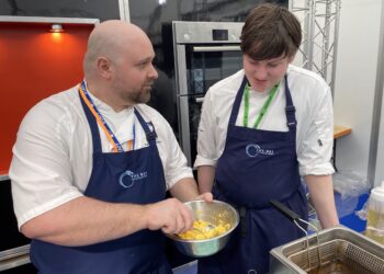 Alessandro Possamai with student Dylan from Lancaster and Morecambe College