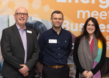 BECBC chair Tom Scaife with outgoing chair Paul Pointon and deputy chair Ruth Sellick